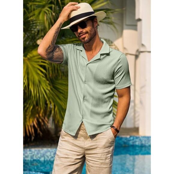 Jmierr Men's Beach‎ Shirt Green Size S (4645) - Picture 5 of 6